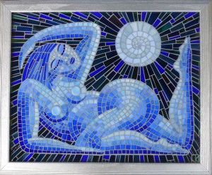 "Blue Moon" mosaic by Jennifer Kuhns